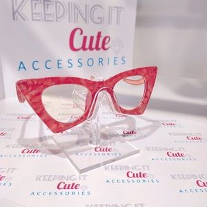 Coral Tea Leaf Cat Eye Glasses